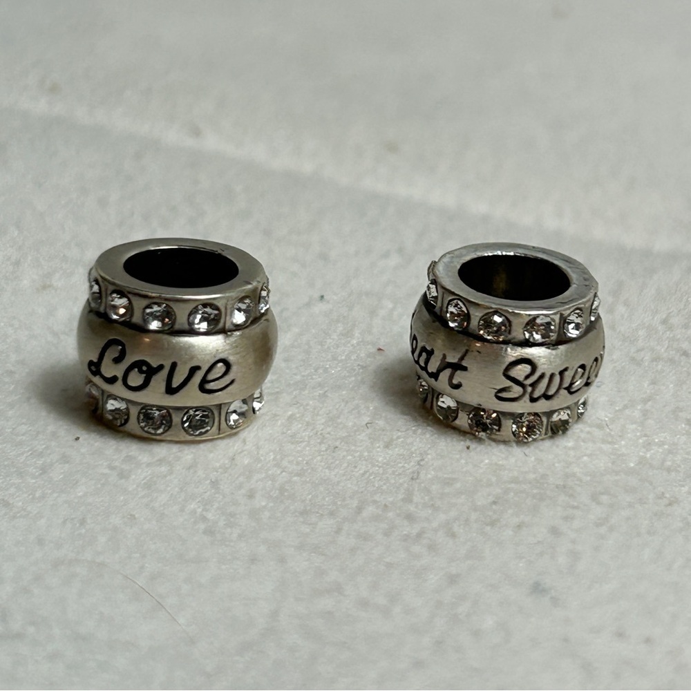 Brighton Love & Sweetheart Beads Brushed Silver Plated Swarovski Crystals 7/16" - Picture 2 of 14